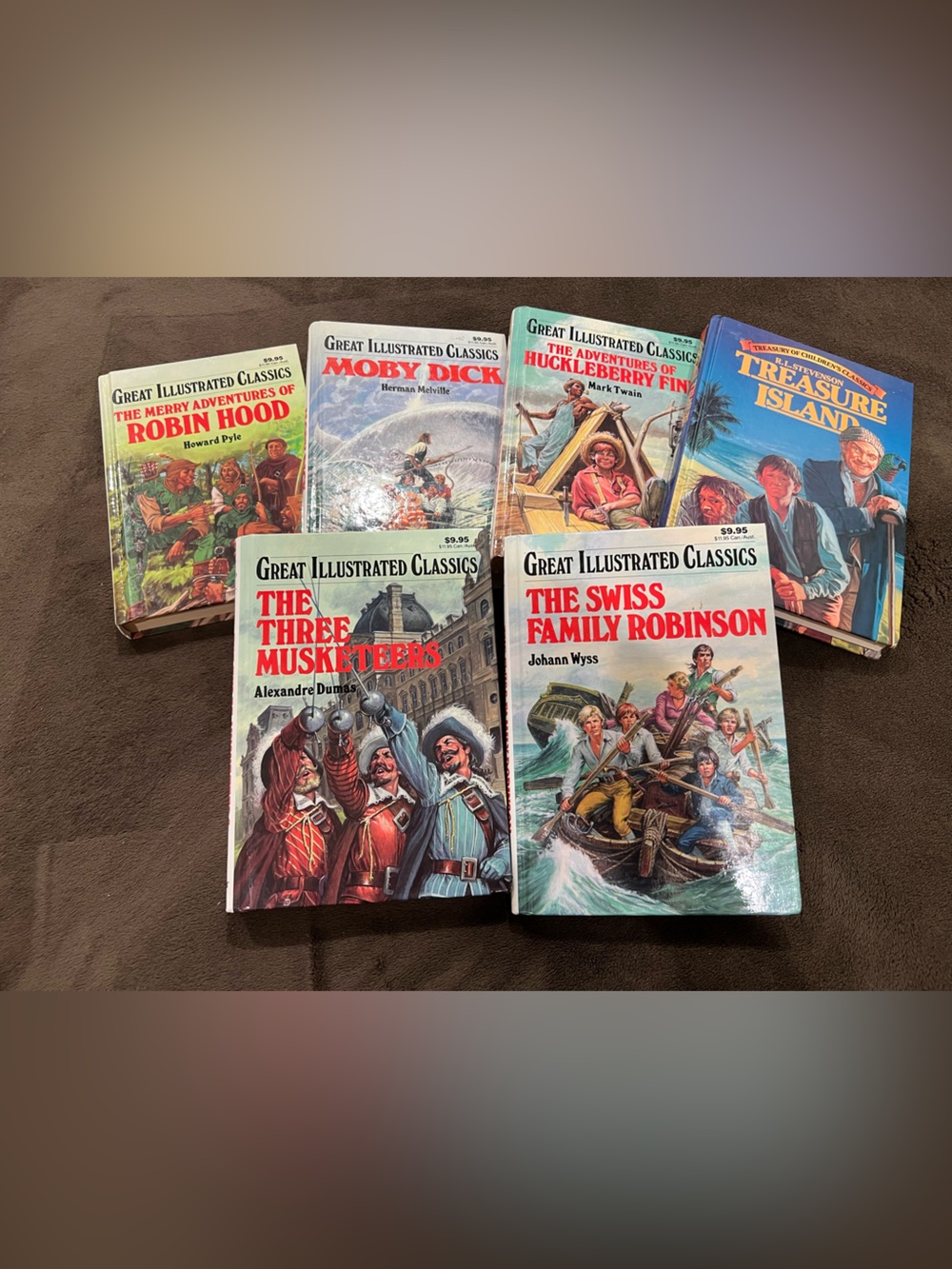 Set of 6 New Vintage Adventure Great Illustrated Classics Hardback Books